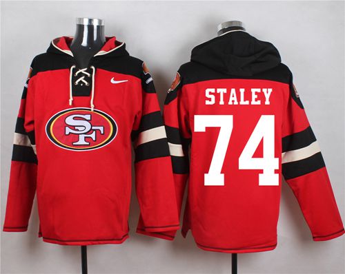 Nike 49ers #74 Joe Staley Red Player Pullover NFL Hoodie